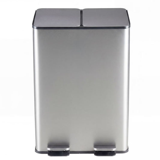 Dual Bin Trash Can, Foot Pedal Kitchen Recycling Bin, Soft-Close Lid And Removable Inner Buckets, Fingerprint-Proof