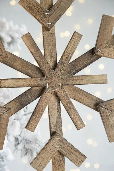 17.7inch X 17.7inch Large Fir Wood Snowflake Ornaments, Hanging Home Decor Accents For Christmas Tree, Wall Art, Holiday Display, Set Of 2