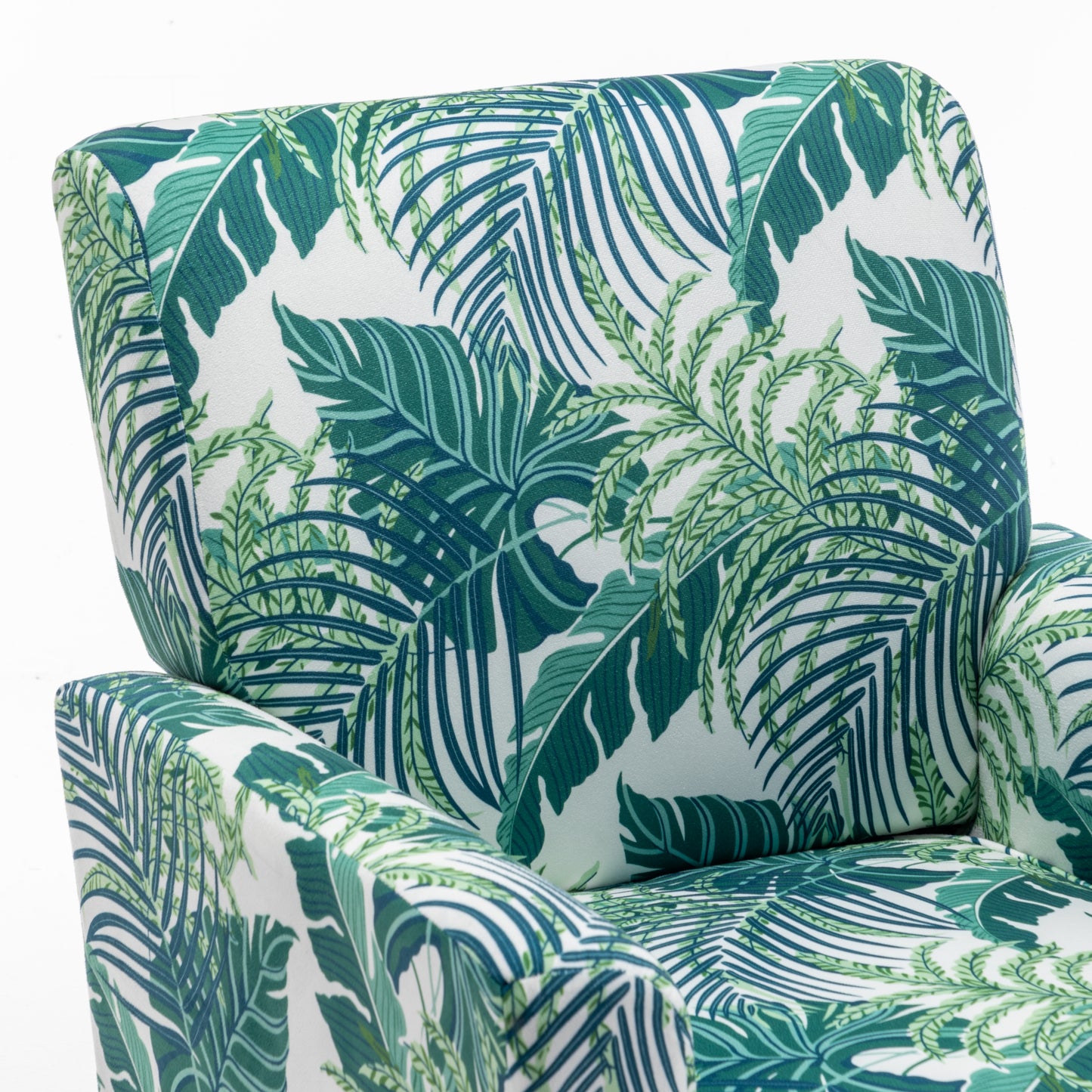 Patterned Polyester Blend Armchair, Solid Birch Wood Frame With Brown Tapered Legs, Foam Padded Accent Chair With Trim Detail For Living Room Office