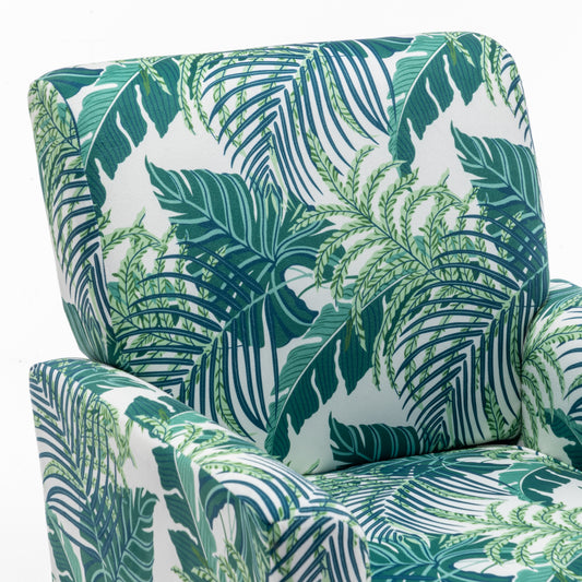 Patterned Polyester Blend Armchair, Solid Birch Wood Frame With Brown Tapered Legs, Foam Padded Accent Chair With Trim Detail For Living Room Office