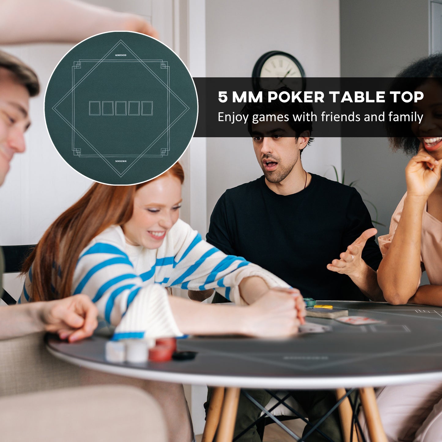 Poker Mat Texas Hold'em Poker Table Top With Non-Slip Bottom Dark Green