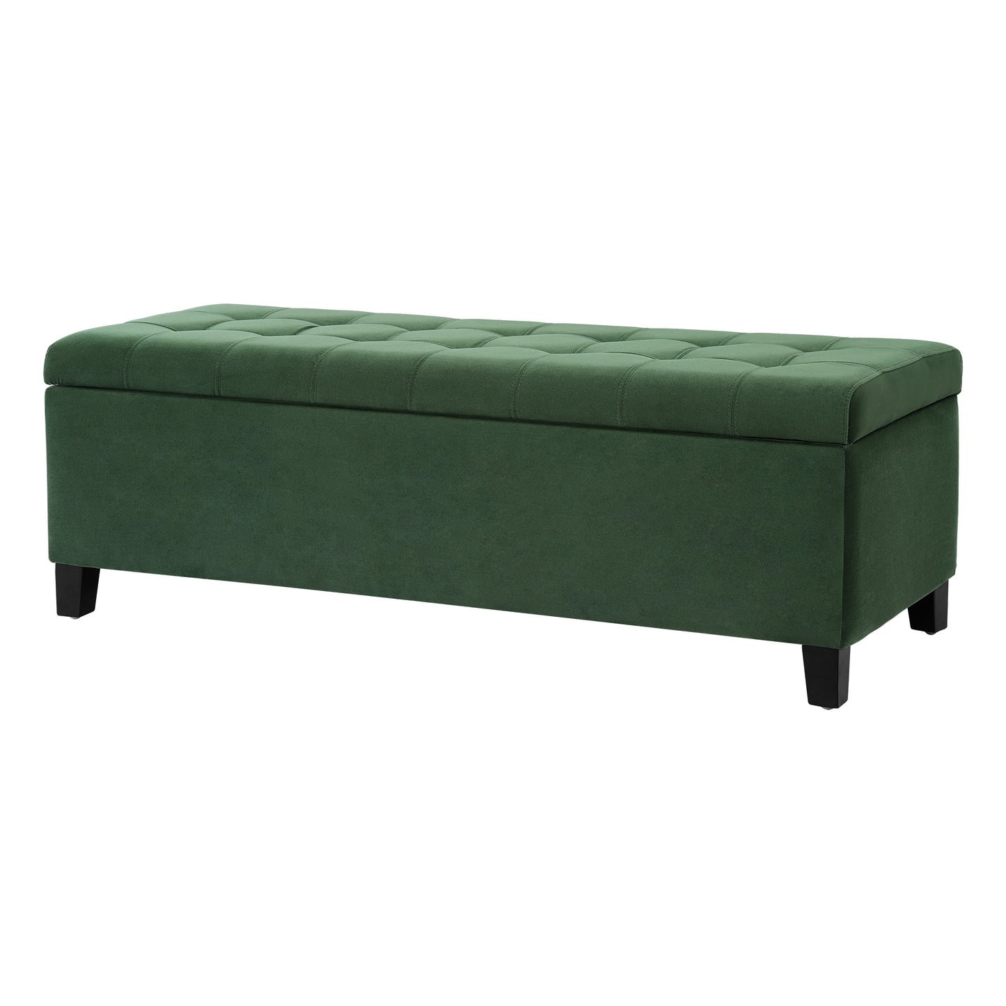 Upholstered Storage Ottoman Bench, Entryway Bench, End Of Bed Bench, Ottoman Foot Rest For Bedroom, Retro Green, 300lbs