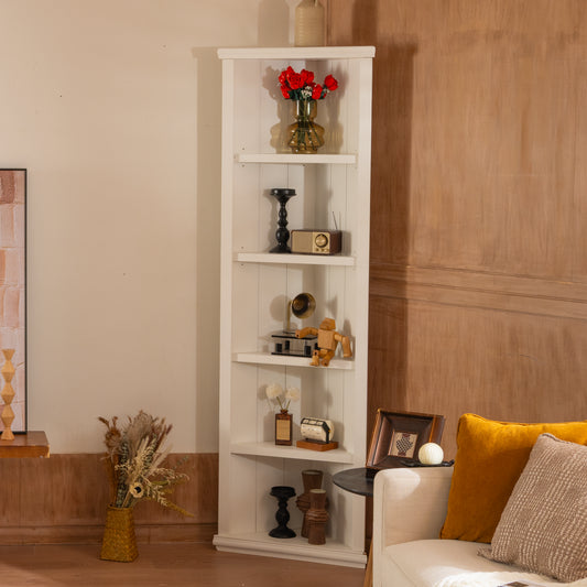 2x 75.25  Tall Triangle Sided Bookshelves, Set Of Two 5-Tier Sided Bookcase, - White - Olny Sold With Paired Cabinets