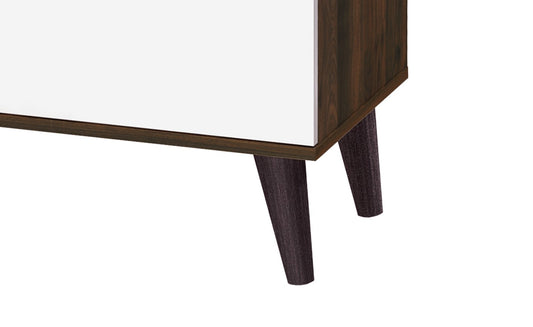 Amidon TV Stand For TVs Up To 63  , With 2 Storage Shelves& 1 Cabinet, Modern Entertainment Centre For TV In Living Room In  Walnut   White