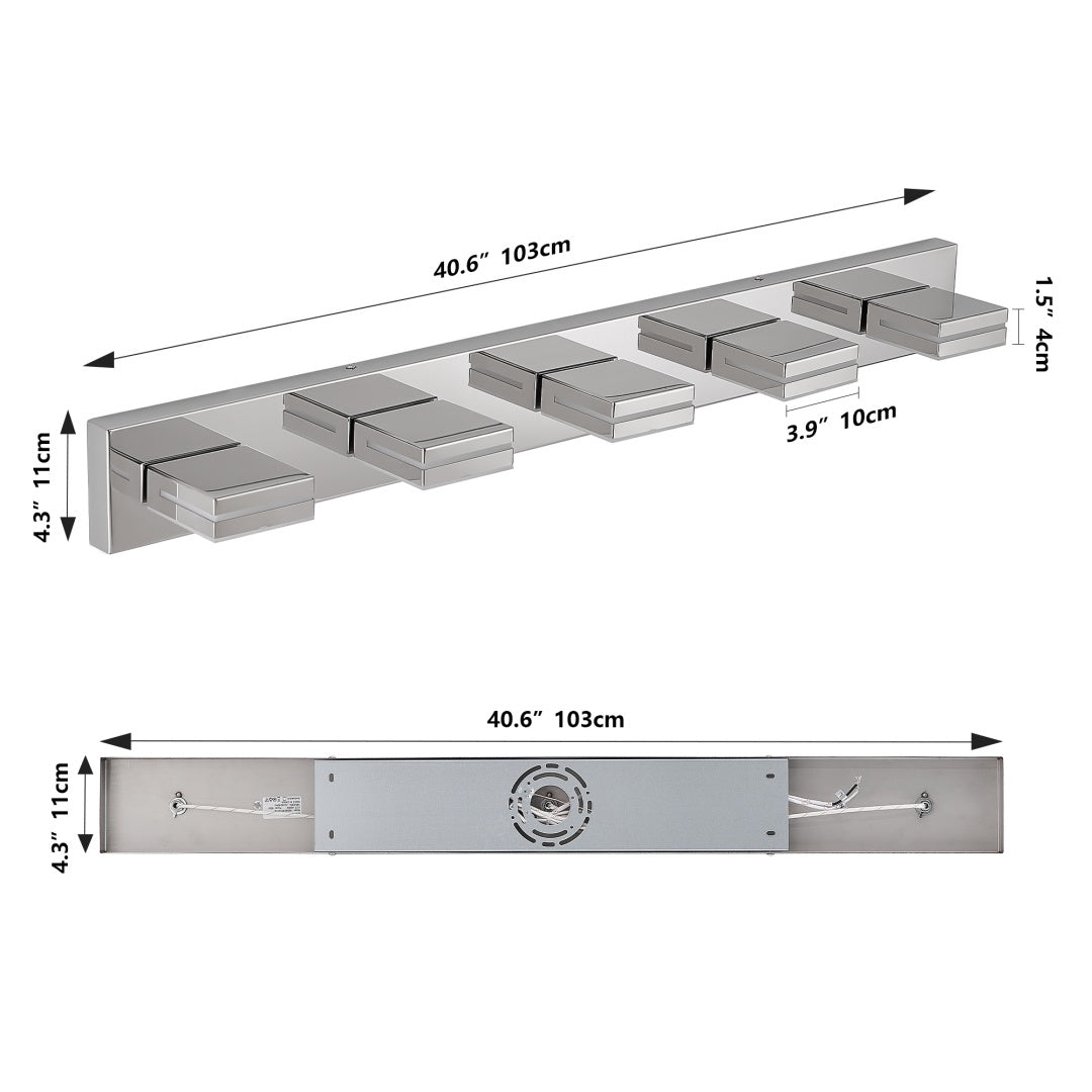 Modern Chrome LED Vanity Light, 5-Lights Wall Sconce For Bathroom And Mirror, Sleek Minimalist Design, Energy-Efficient, Easy To Install