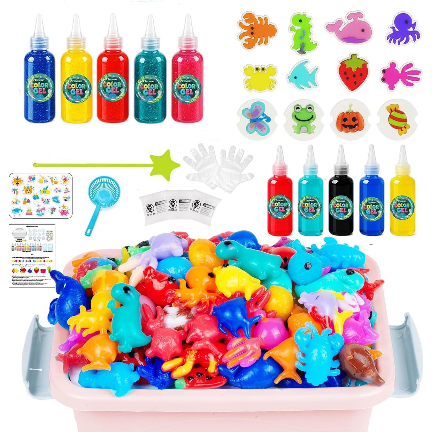 DIY Water Pet Gel Set For Kids 10 Magic Gels, 5 Molds, Decompression Toy, Birthday Party Gift