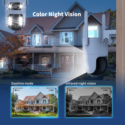 Dual-Lens Gun & Ball Linkage Security Camera, 1080P HD Night Vision WiFi Remote PTZ, Dual-Screen Home & Shop Yard Surveillance Equipment