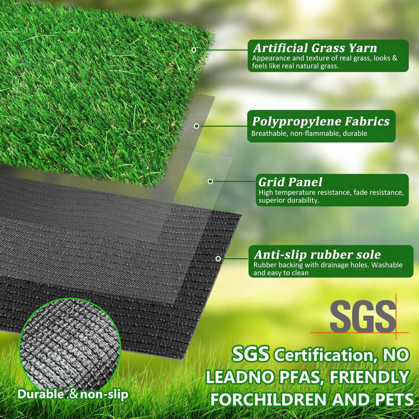 13FTX42FT Outdoor Artificial Grass Runner Rug, Thick Realistic Fake Grass Roll Decor Patio Balcony Garden Lawn, Dog Pets Turf Drain Mat, 1.38 Pile Height