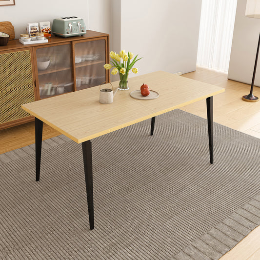 63-inch Modern Dining Table, Wooden Tabletop & Rust-Resistant Iron Legs, Rectangular Kitchen Table For 6-8 People, Rustic Industrial Design For Dining Room, Patio Table Only