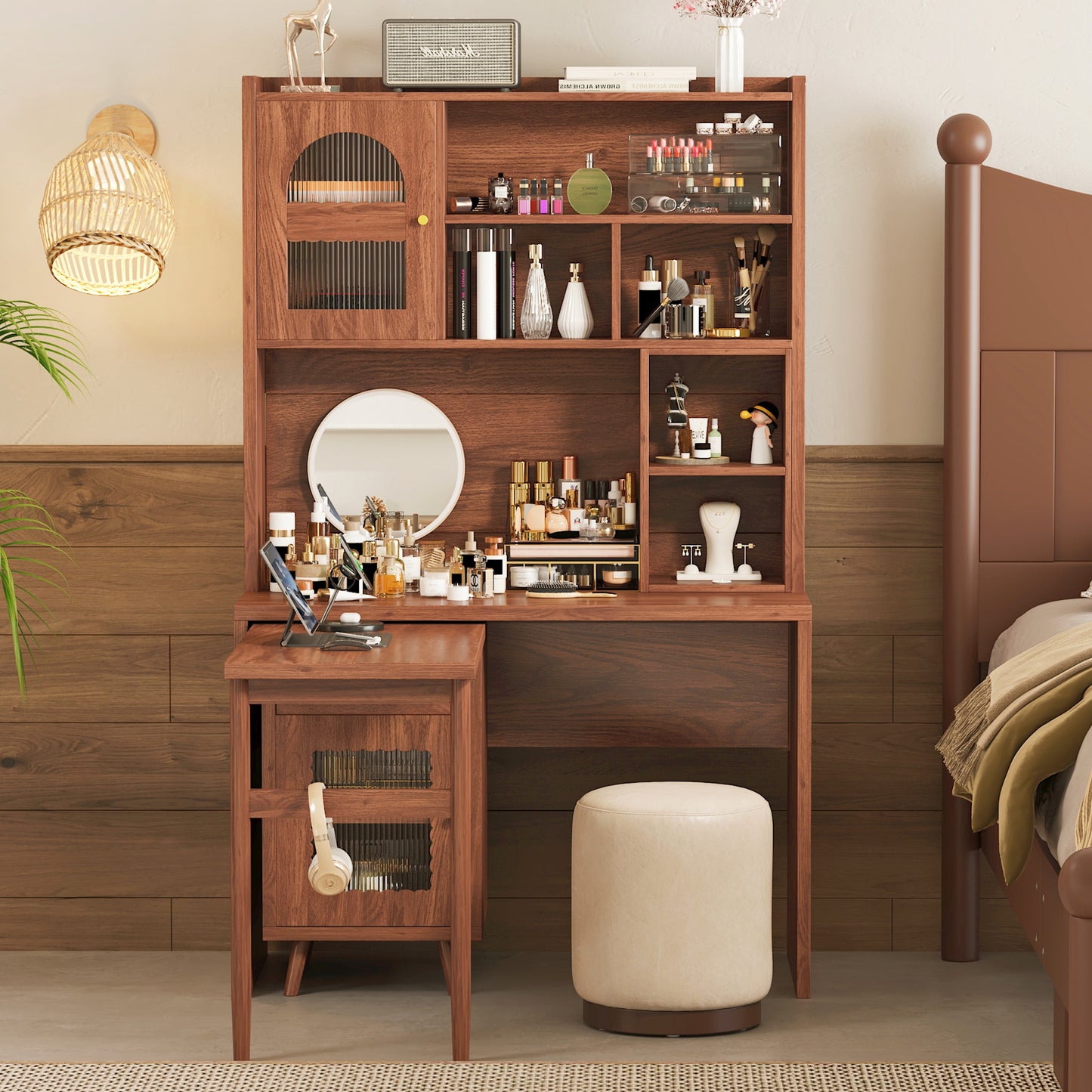 Computer Desk With 90 Degree Rotating Desktop, 43x70 Inch Office Desk With Storage Drawer And Cabinets, Gaming Desk With Shelves, Writing Desk For Study, Work Desk For Home  Old SKU N733P279101D