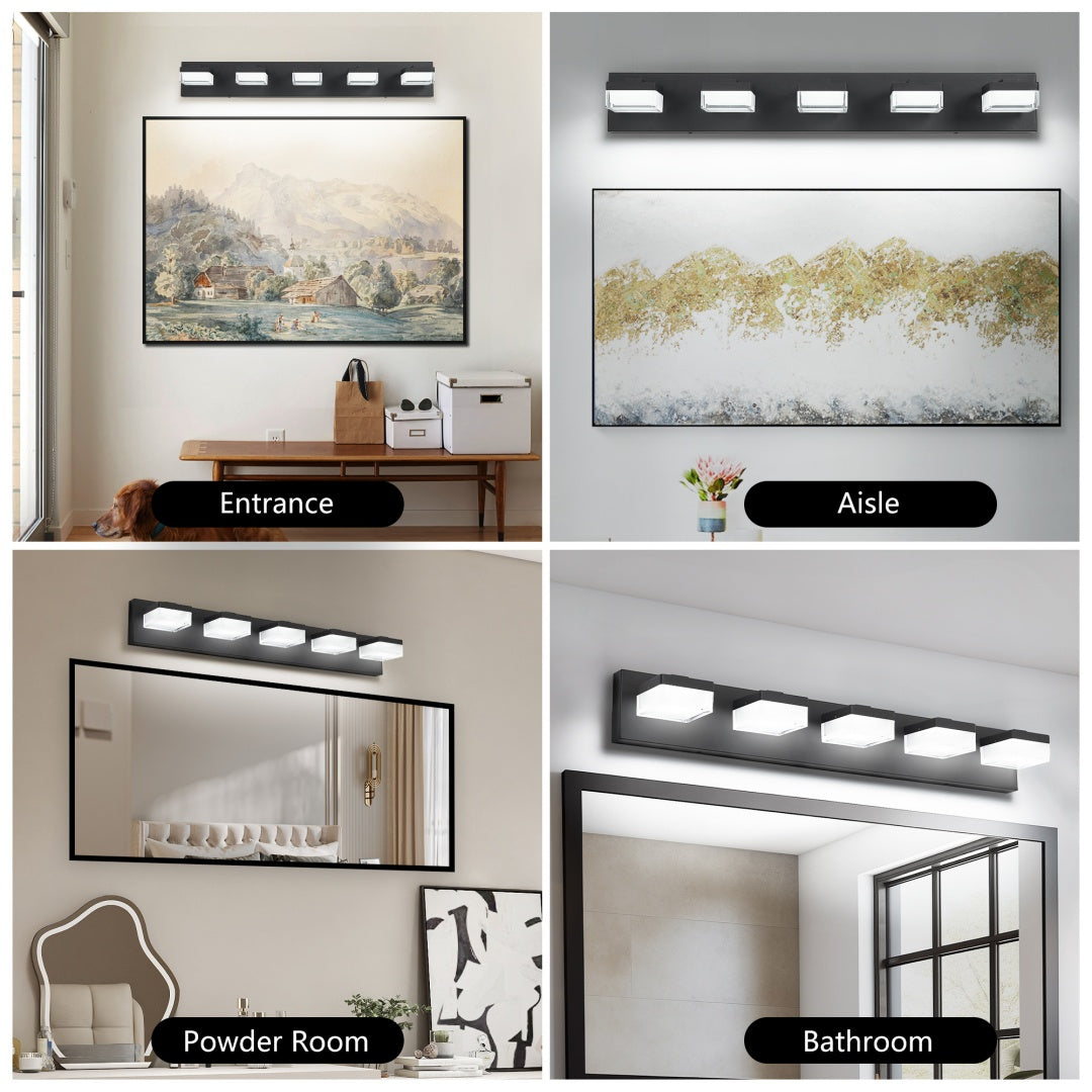 Bathroom Vanity Lights Over Mirror For Mirror Led Light Fixture 5 Lights Modern Black Vanity Light