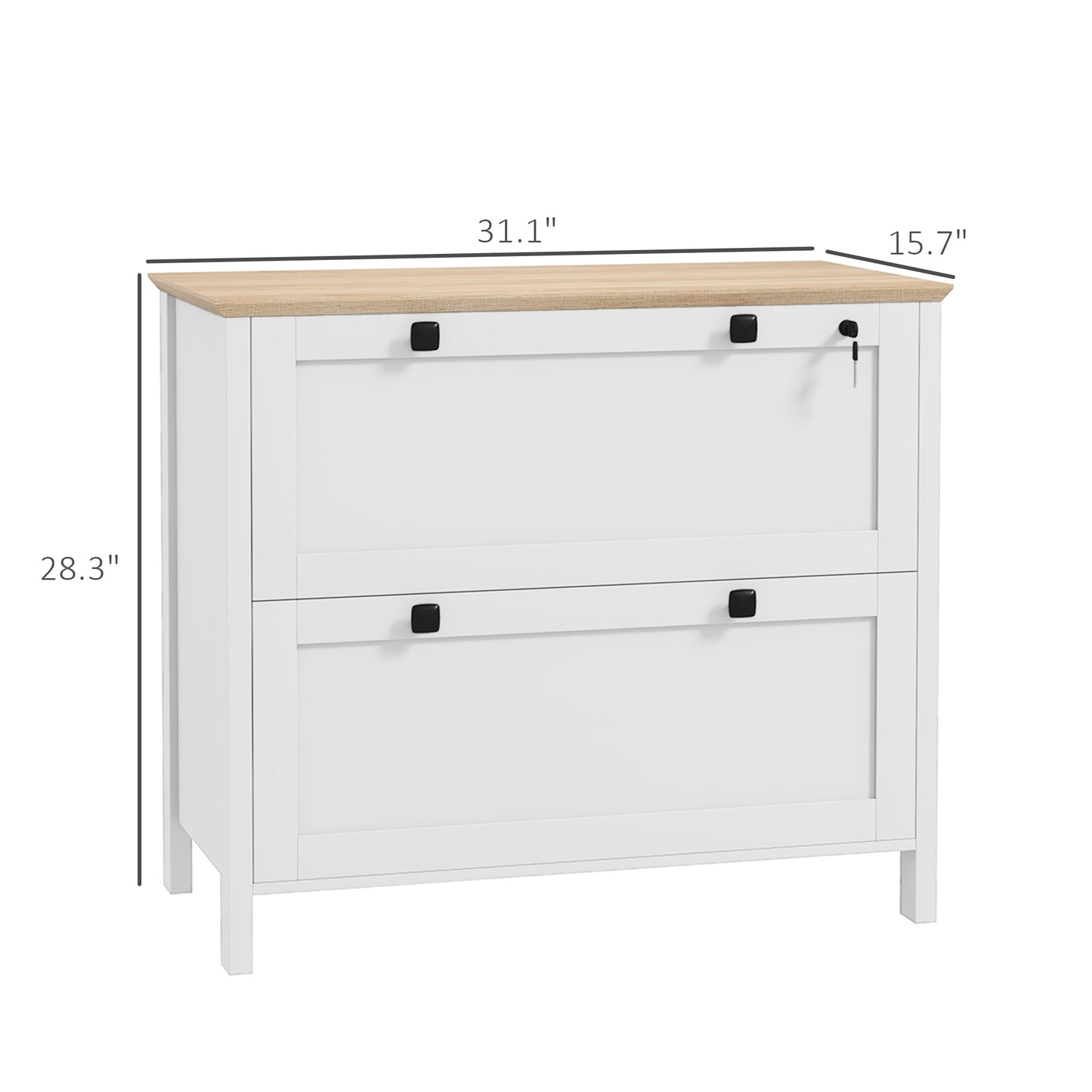 Lateral File Cabinet, 2 Drawer Filing Cabinet With Adjustable Hanging Bar For Letter, A4 And Legal Size, White