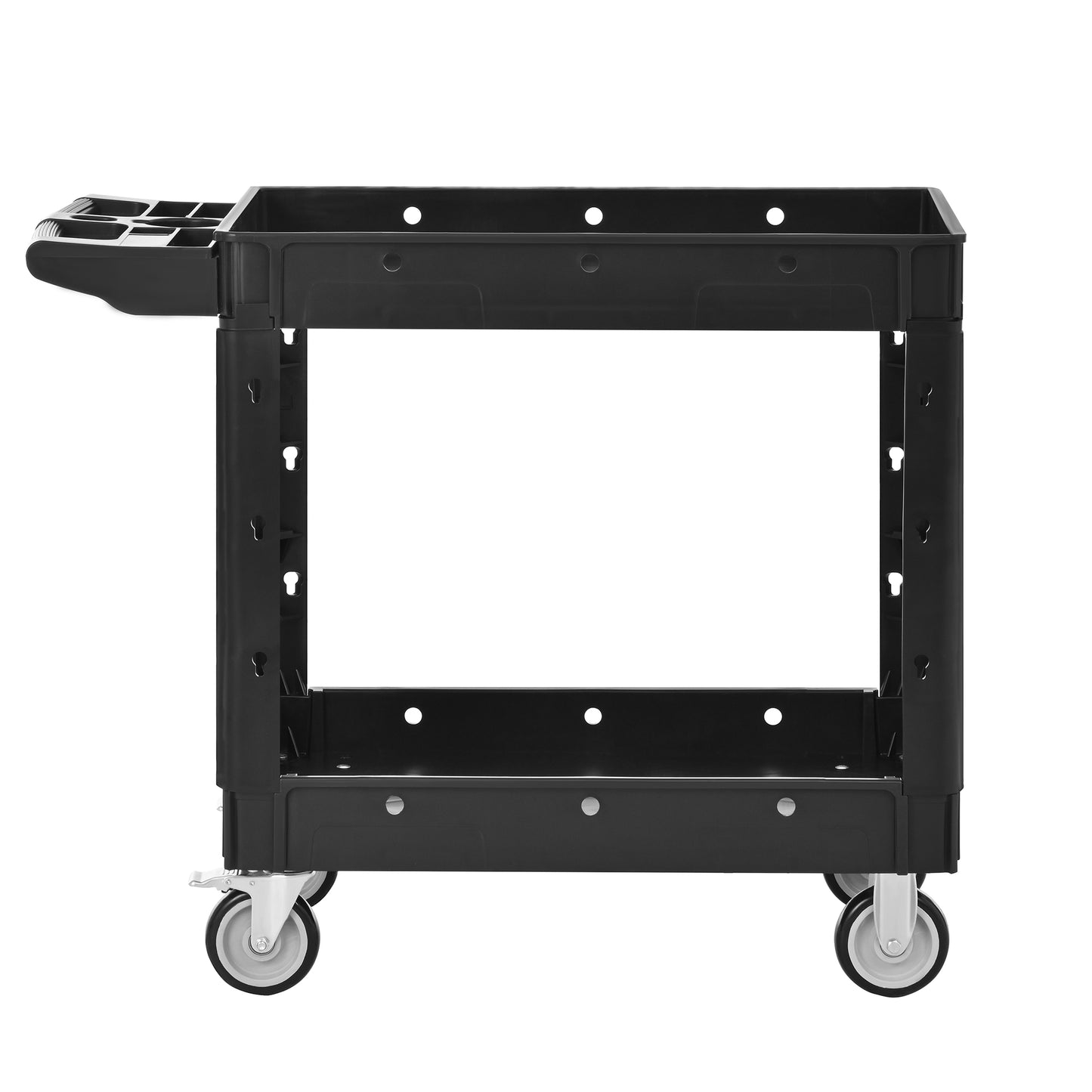 Two-Shelf Utility Cart With Wheels ,600 Lbs. Capacity Rolling Utility & Tool Carts For Warehouses, Industrial Settings, Auto Garages, For Indoor And Outdoor, & More,with Locking Wheels