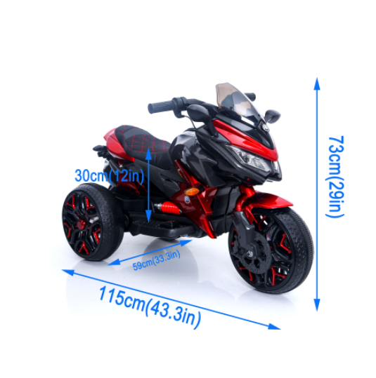 Kids Motorcycle Ride-On Motorcycle 3-Wheels Battery Powered Motorbike Rechargeable 12 V Kids Ride On Toy With PU Seat Training Wheels Manual Throttle Drive By Hand Lighting Wheels