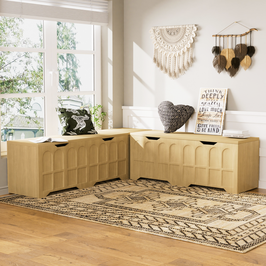 3-Piece L-shaped Multifunctional Storage Bench With Padded Shoe Bench, Serves As A Kitchen Corner Stool, Toy Storage Box, Or Reading Nook Seat, Natural Color, 63 D X 63 W X 19.1 H