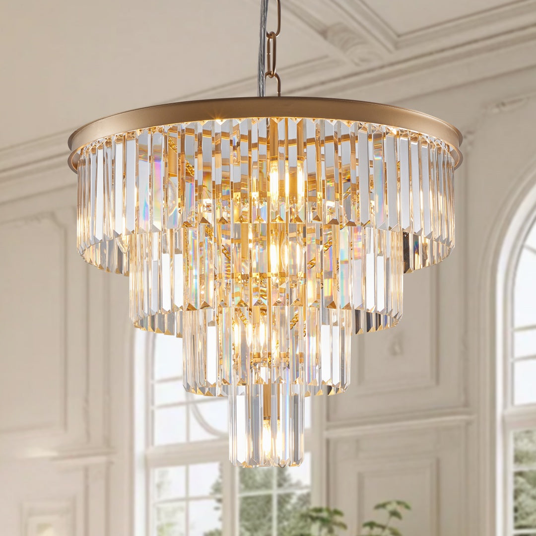 24  Contemporary Crystal Modern Chandeliers Crystal Ceiling Chandelier 4 Tier Golden Chandelier Lighting For Dining Room Living Room Bedroom  Bulbs Not Included