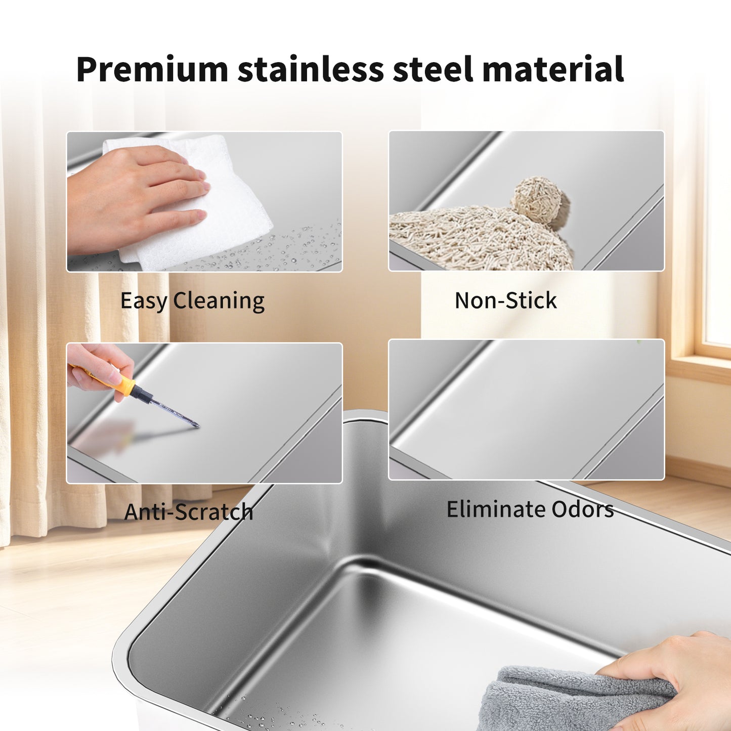 Only Self Pickup---Stainless Steel Cat Litter Box - A15