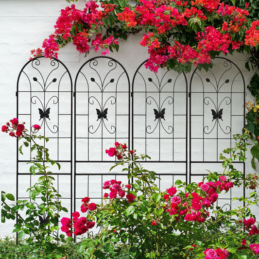 4 Pack Metal Garden Trellis 71  X 19.7  Rustproof Trellis For Climbing Plants Outdoor Flower Support Black
