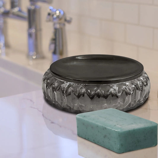 Glass Soap Dish For Bathroom Counter,Shower & Kitchen Smoke