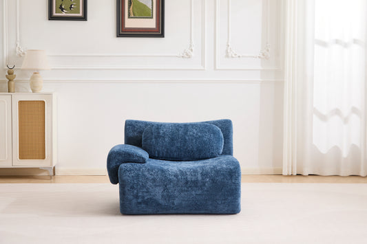 Compression Wave Sofa, Convertible Floor Sofa Bed, DIY Boneless Modular Sectional Sofa, No Assembly Required, Rabbit Velvet Fabric, 2-Seater, Blue