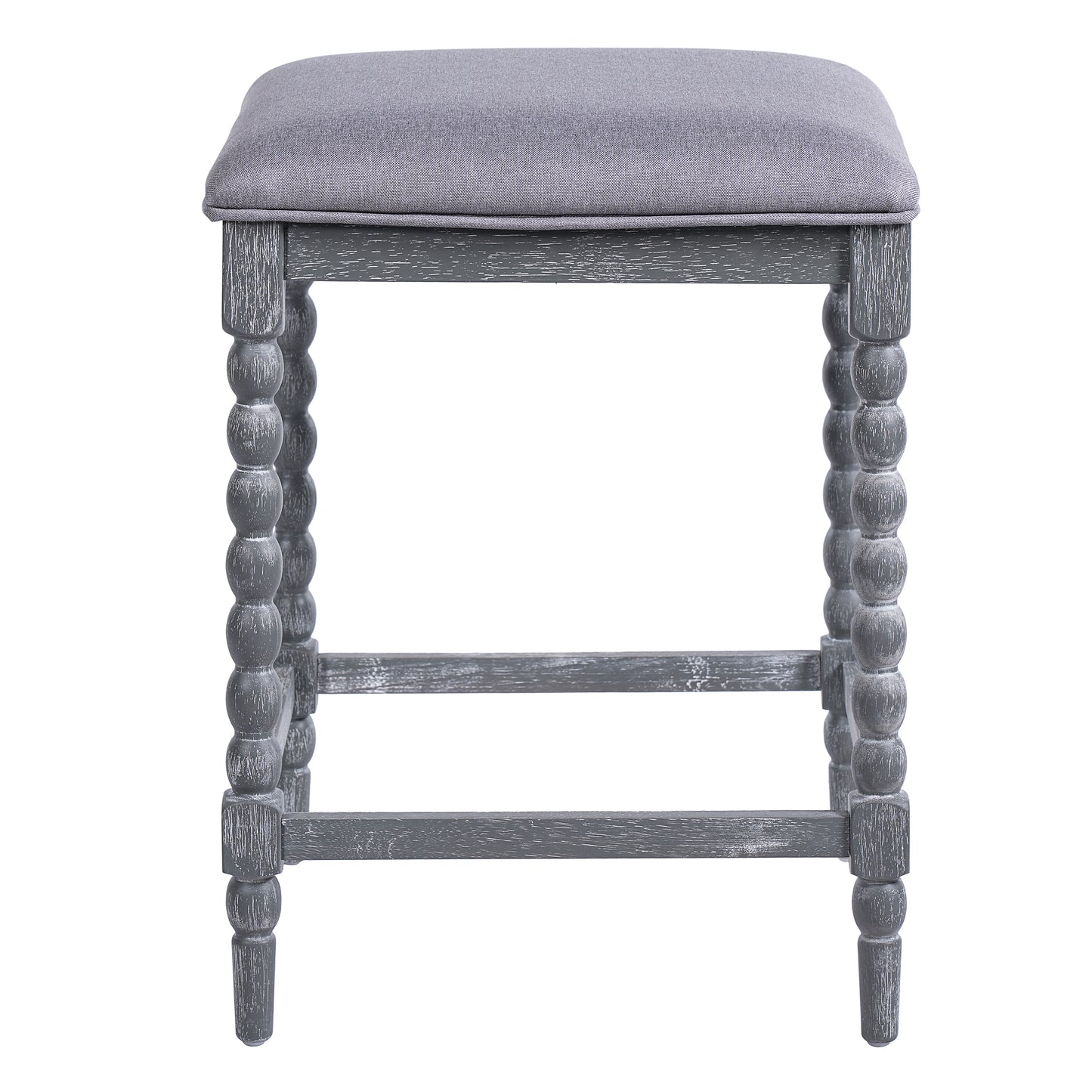26Counter Stools,Set Of 2 With Upholstered Seat, Solid Acacia Wood Frame, Foam-Padded Seat, Open Airy Design For Kitchen Island And Bar, Gray
