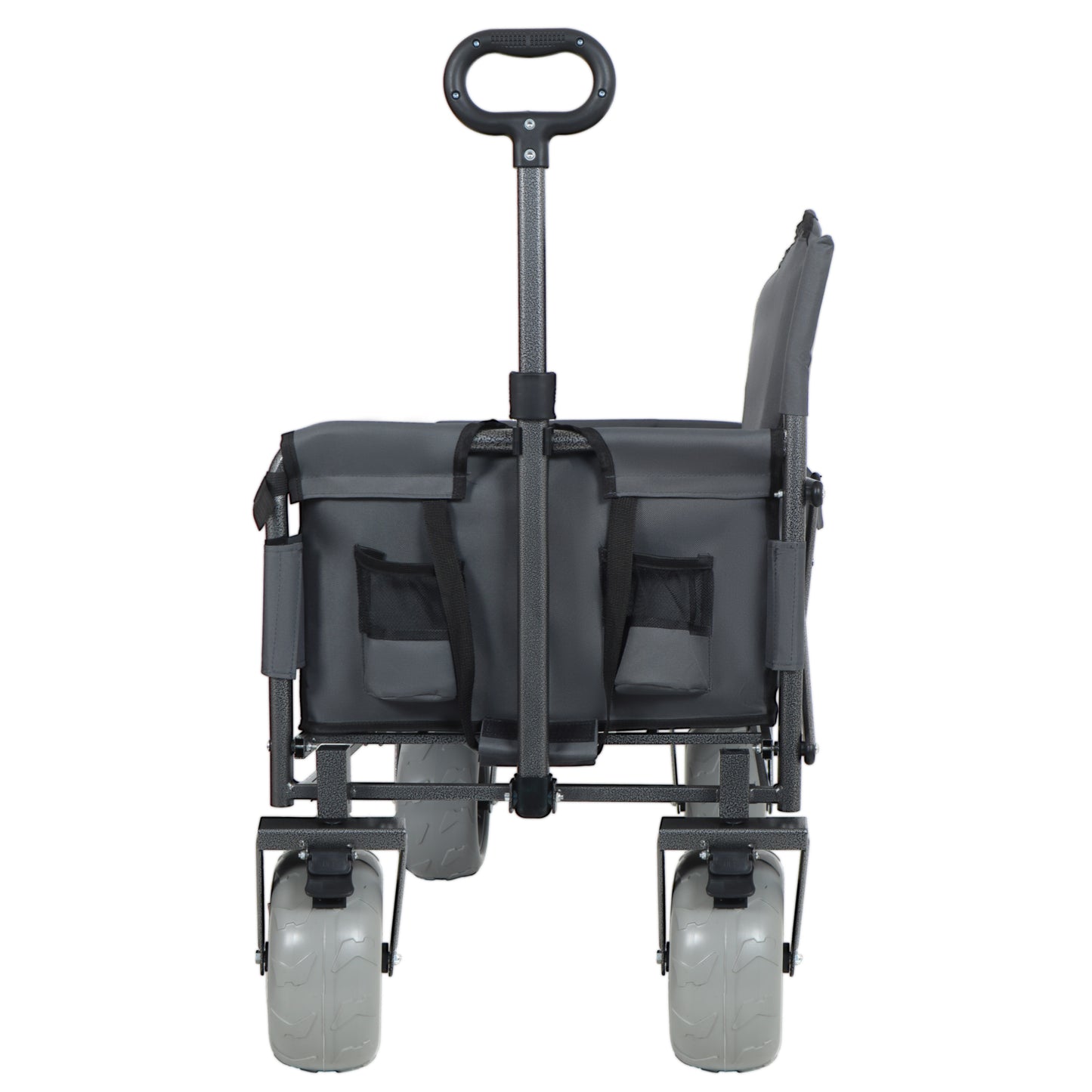 3- In- 1 Folding Wagon With Bench Seat - 500lbs Capacity  9 X4  Beach Tires For Camping & Beach  Gray