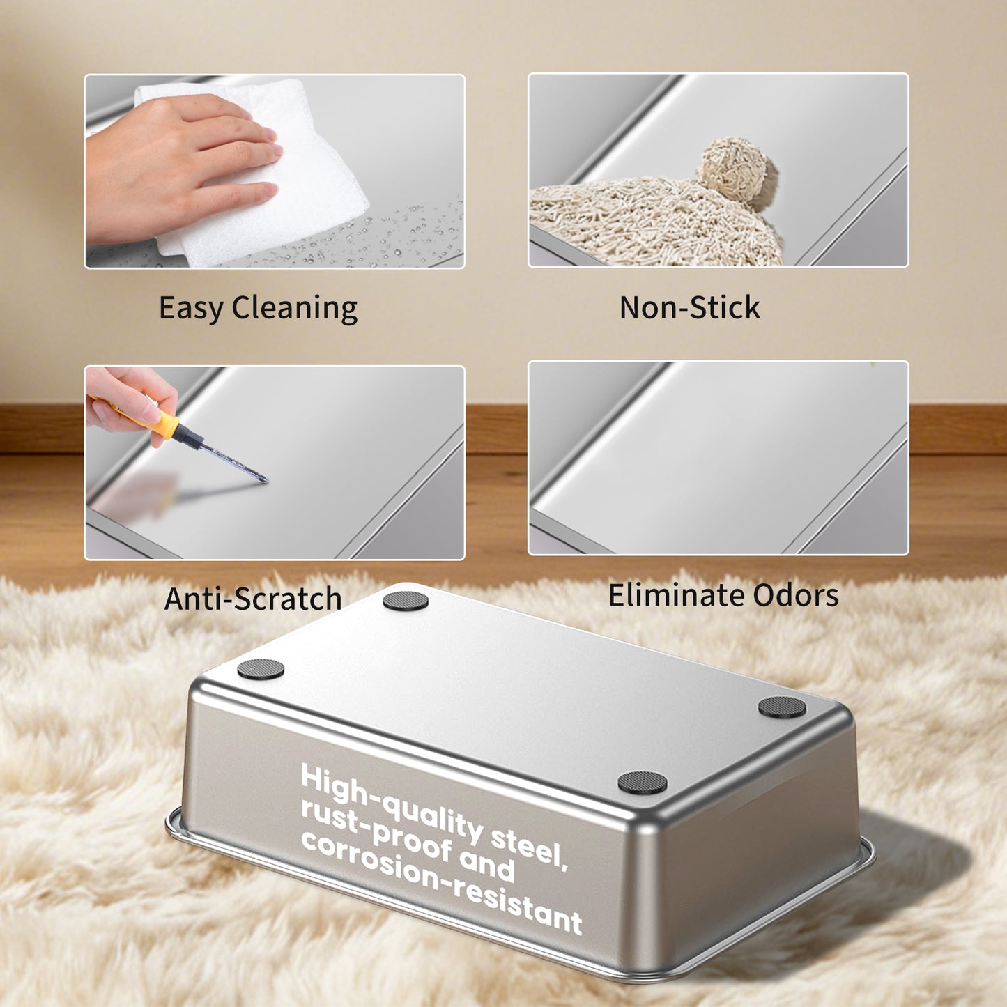 Only Self Pickup---Stainless Steel Cat Litter Box - MSP001