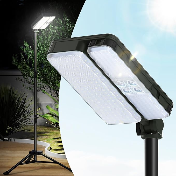 10 0 0 0lm Dimmable Rechargeable Work Light, 15000mAh Detachable Camping Work Light 72   Telescopic With 2 Separate Lights, 2 Charge Ways Type C & Solar Powered