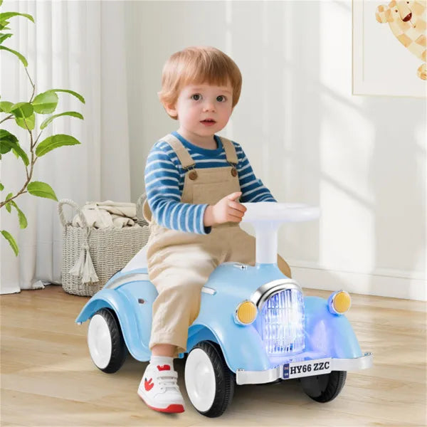 Kids Ride On Sliding Car, Foot-to-Floor Toy With LED Lights & Horn (Blue 19-36 Months)