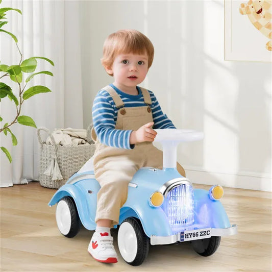 Kids Ride On Sliding Car, Foot-to-Floor Toy With LED Lights & Horn (Blue 19-36 Months)