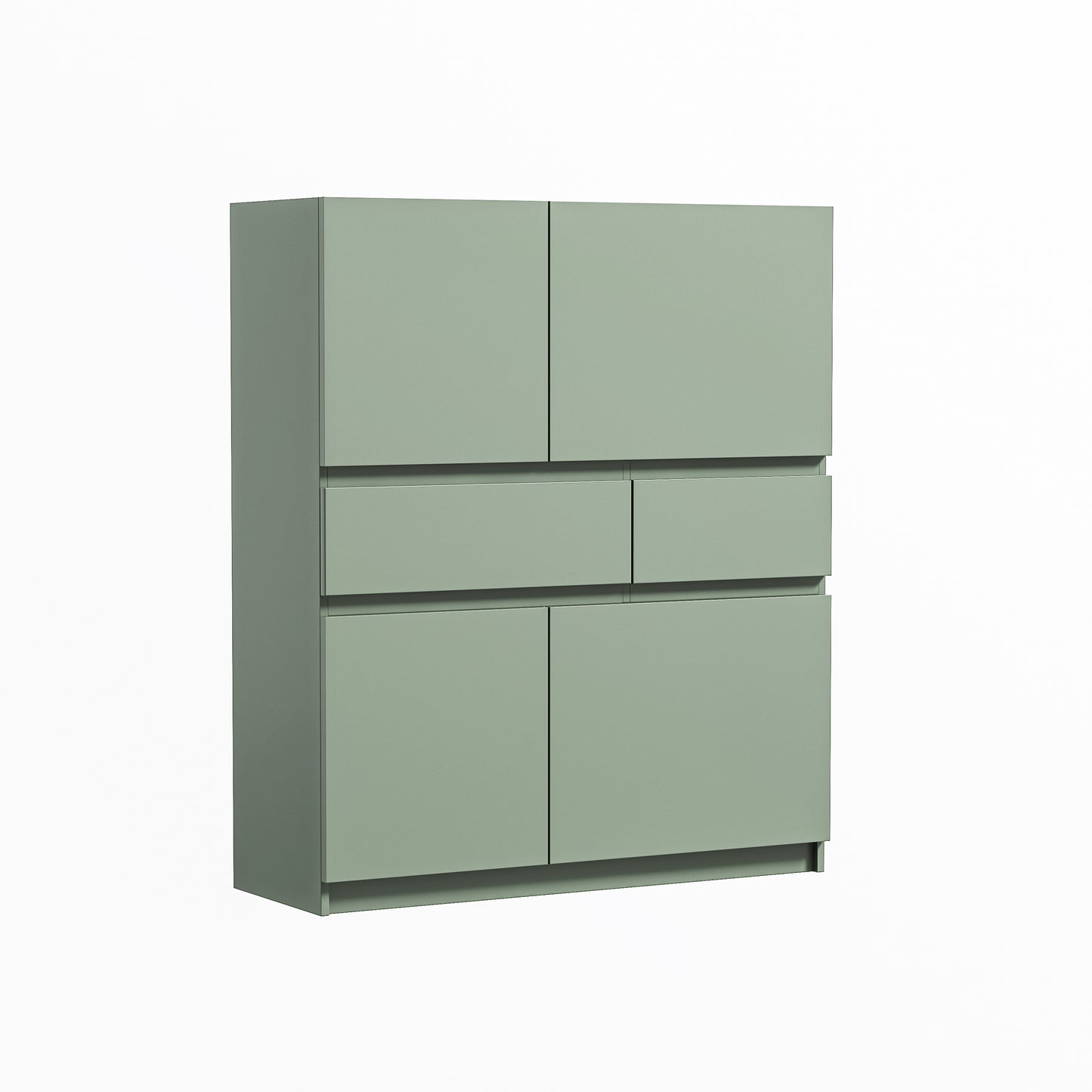 Green Wooden Storage Cabinet With 4 Doors And 2 Drawers