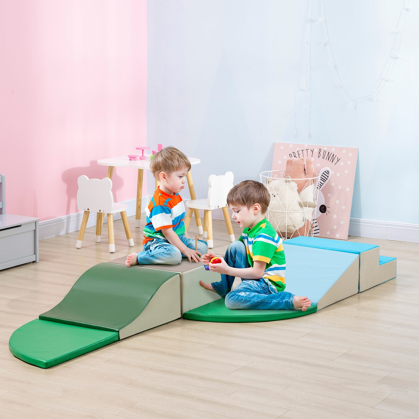 6-Pieces Foam Climbing Blocks For Toddlers 1-3 Years, Soft Play Set For Climb And Crawl, Contemporary