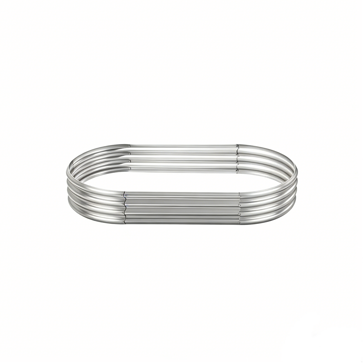 Galvanized And Elevated Garden Bed Set, Equipped With A Safety Rubber Frame And Oval Metal Planting Boxes
