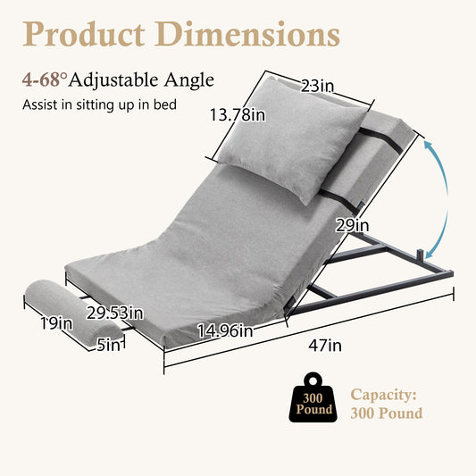 Electric Adjustable Bed Backrest - 300 Lbs Weight Capacity, 4-68 Lift, Machine Washable Fabric  For Elderly, Pregnancy, Patients, Handicap Assistance - Fits Most Bed Frames