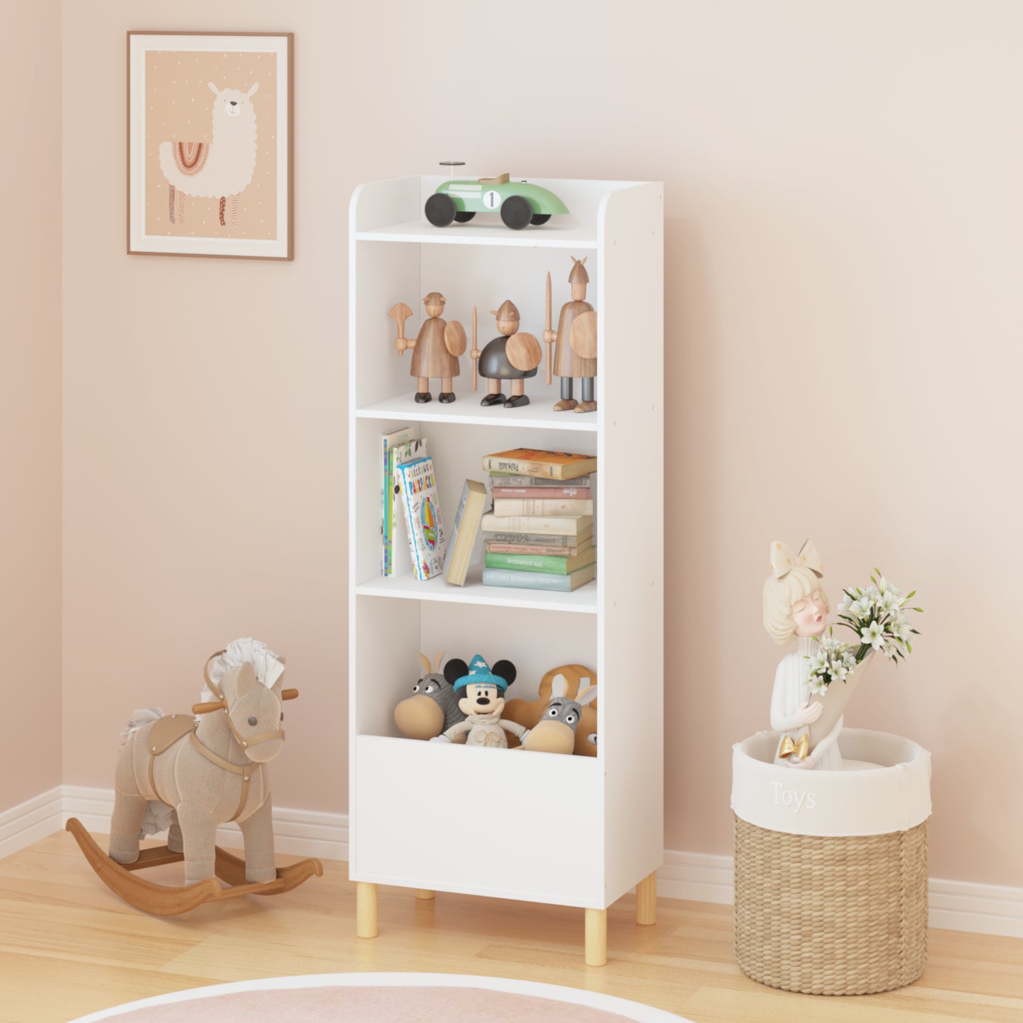 Kids 4-Tier Bookcase, Children's Book Display, Bookshelf Toy Storage Cabinet Organizer For Children's Room, Playroom, Nursery
