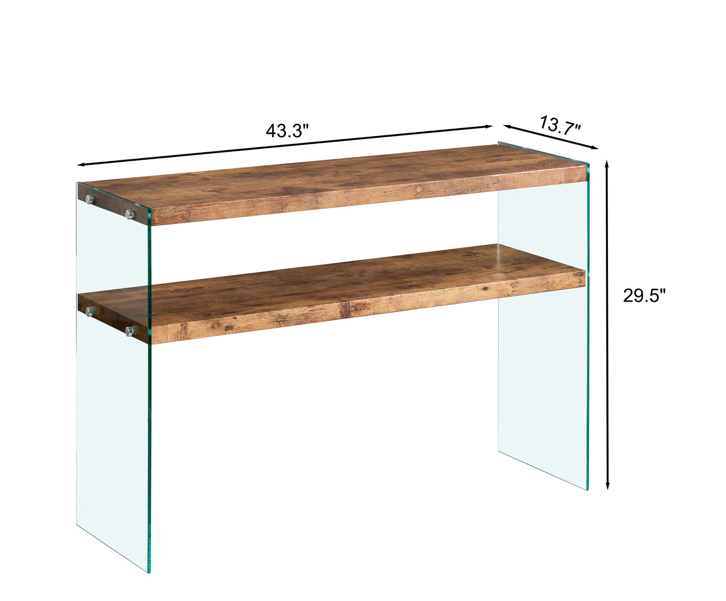 MDF Console Table, Big Side Table, Walnut Tempered Glass Desk,Entry Table