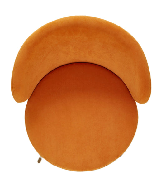 Round Velvet Accent Chair, Mid-Century Modern Upholstered Armchair With Metal Legs, Comfy Barrel Side Chair For Living Room Bedroom