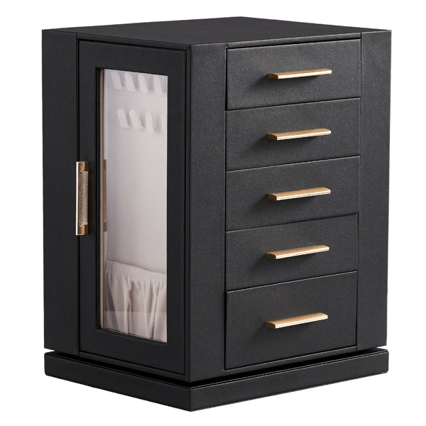Four Sides With Storage, 5 Drawers That Can Rotate. Black Cabinet Body,   Velvet Fabric. Necklace Box.