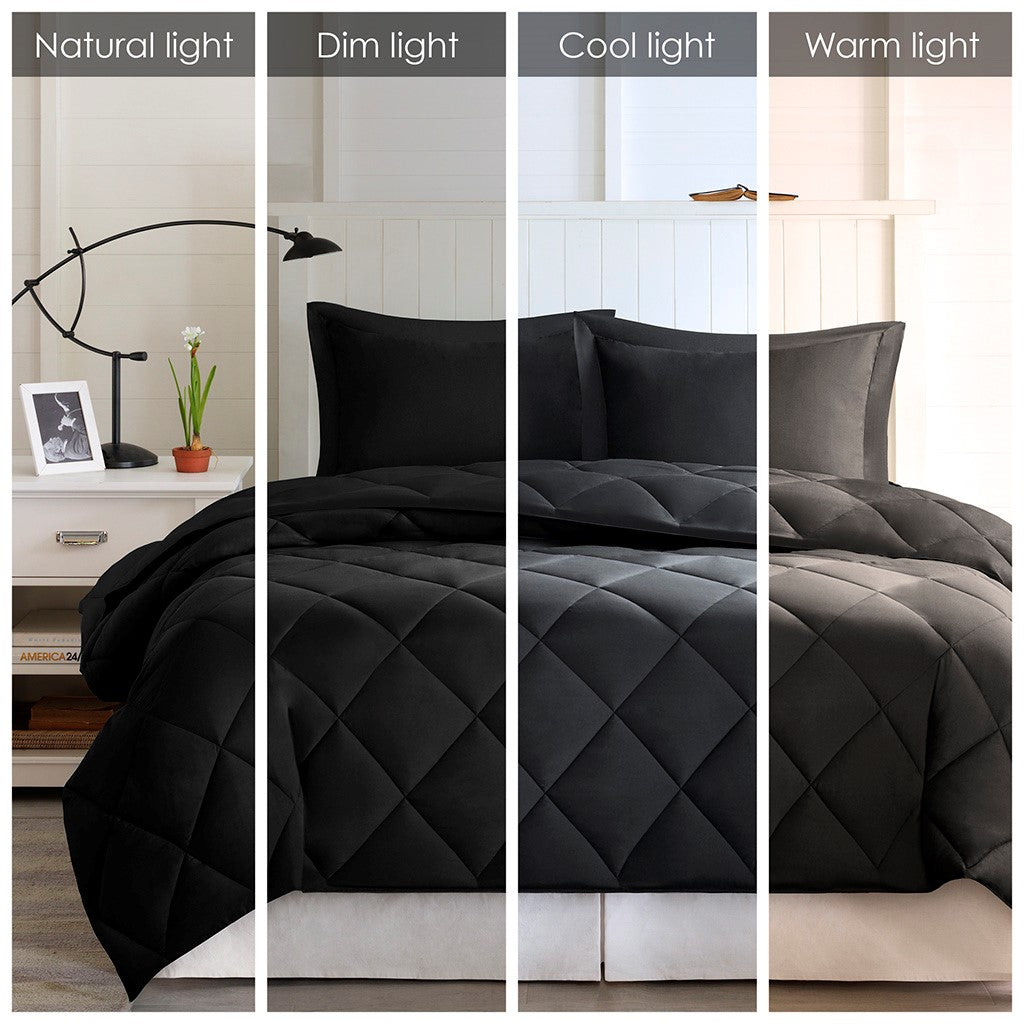 Full Queen 3  Scotchgard Diamond Quilting Reversible Down   Comforter Set
