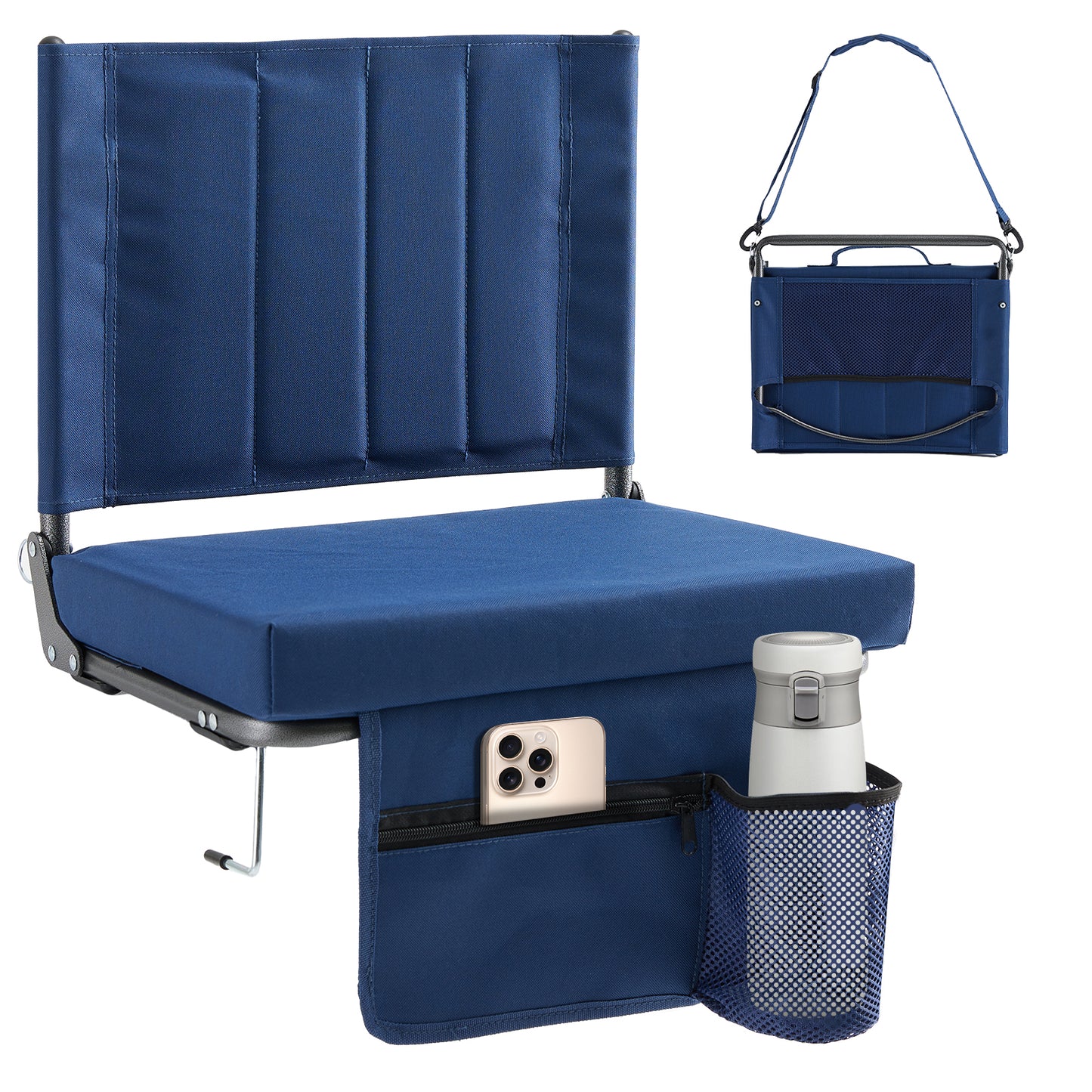 Stadium Seats With Backrest Support, Thick Seats With Cup Holders, Storage Pockets, Padded Shoulder Straps And Built-in Handles, And Step-like Design