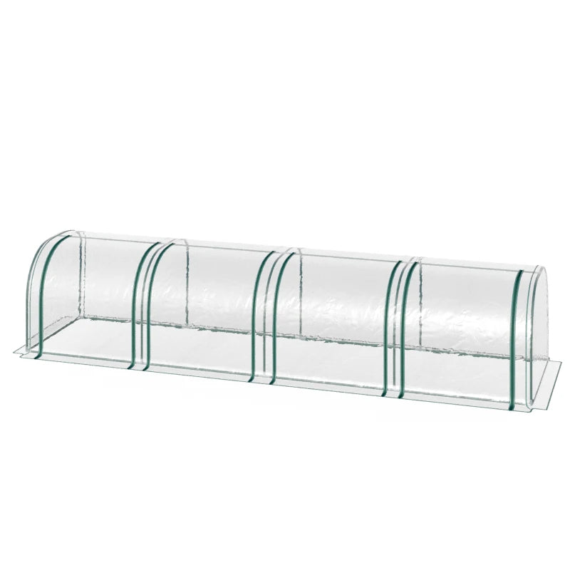 Portable Tunneled Greenhouse With 4 Zippered Doors, Water UV Fighting PVC Cover