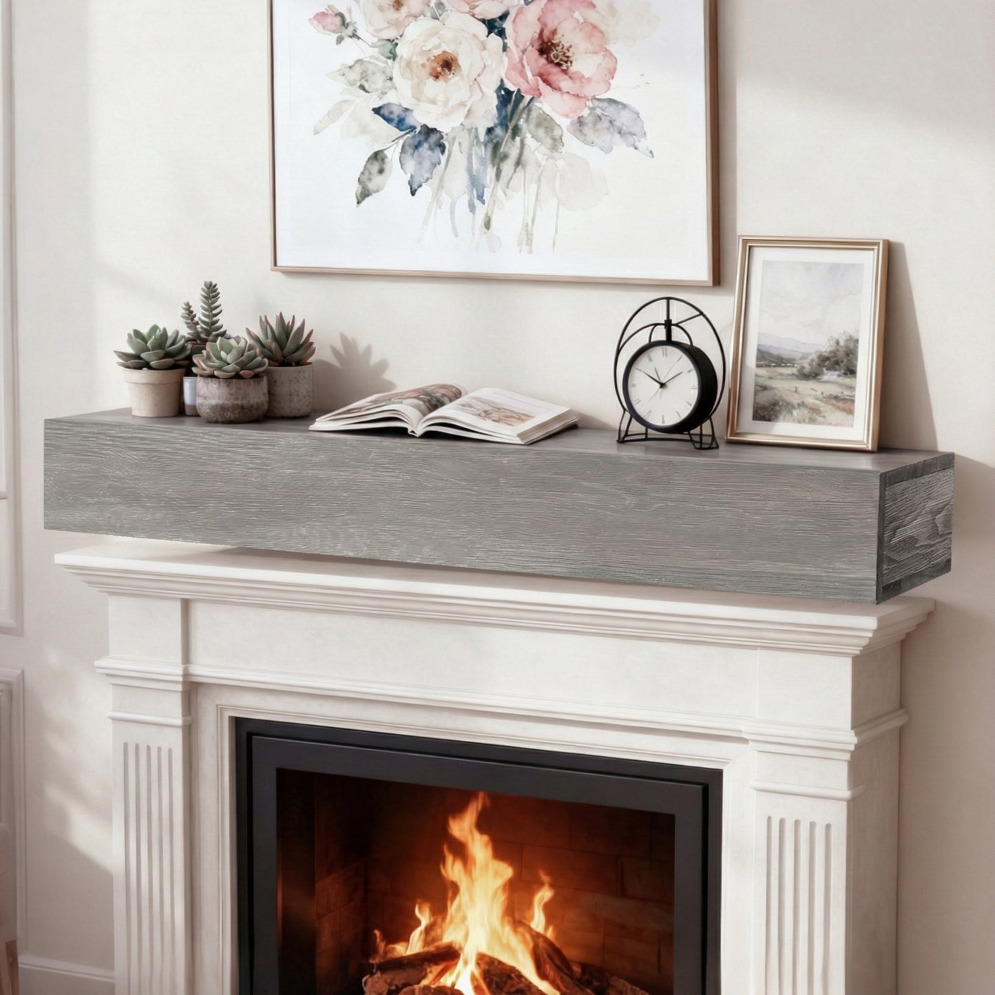 72  Rustic Wood Fireplace Mantel,Wall-Mounted & Floating Shelf For Home Decor