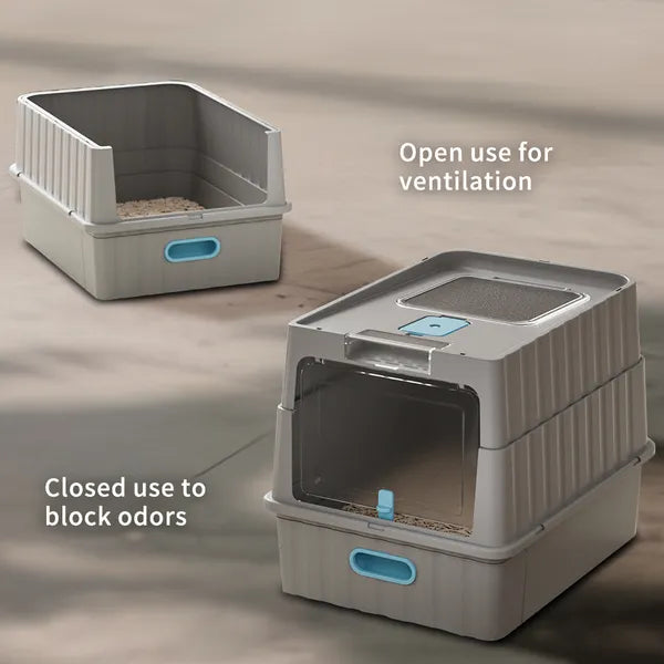 Simple Drawer Style Gray Cat Litter Box, Humanized Design, Does Not Occupy Household Storage Space