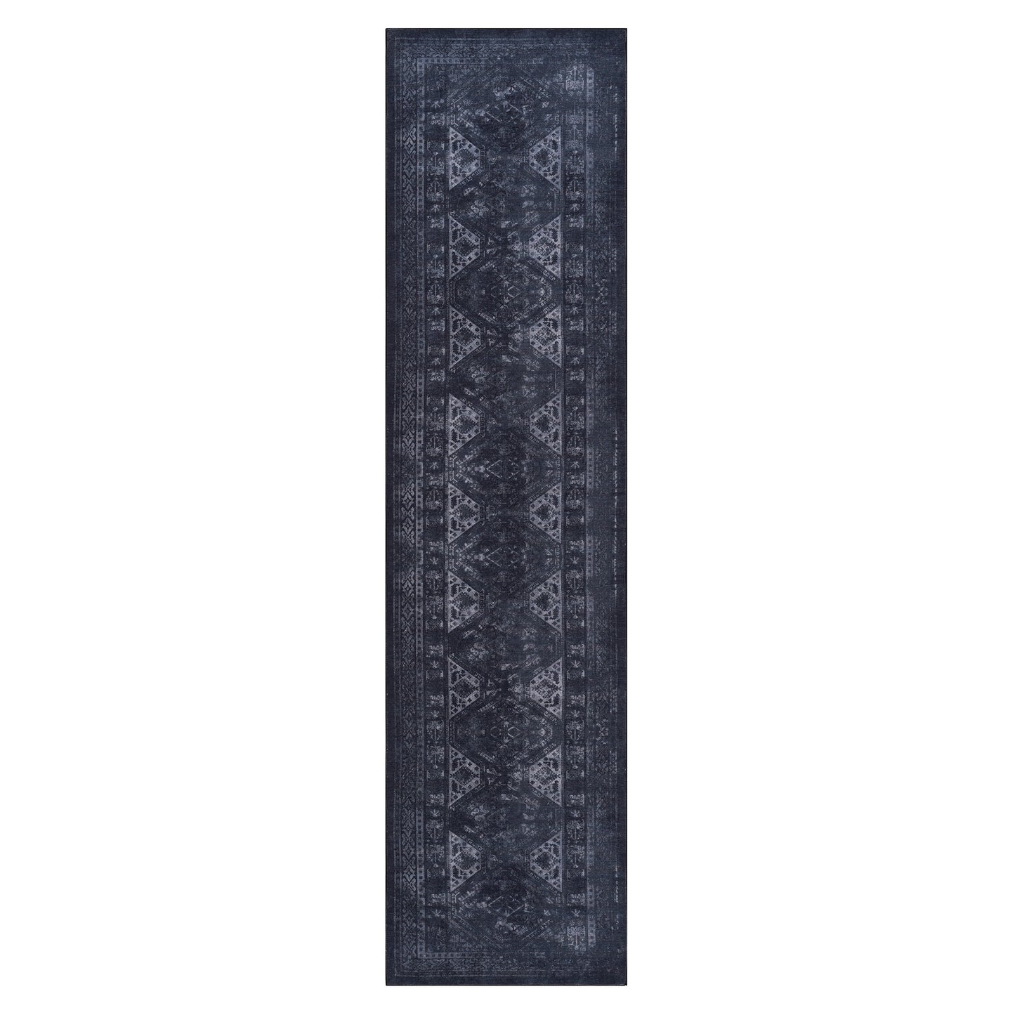 MAVAL Black Washable Rug 2'6'' X 10' Runner Rug  Black Gray, 2'6'' X 10'