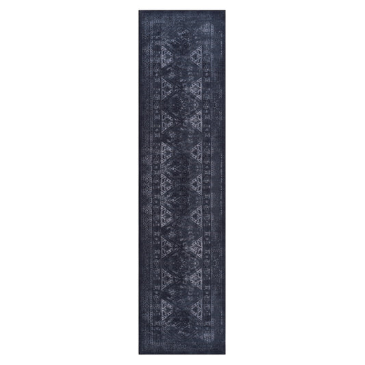 MAVAL Black Washable Rug 2'6'' X 10' Runner Rug  Black Gray, 2'6'' X 10'