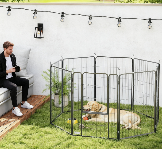 39 Inch Exercise Pen, 8 Panel Metal Pet Fence
