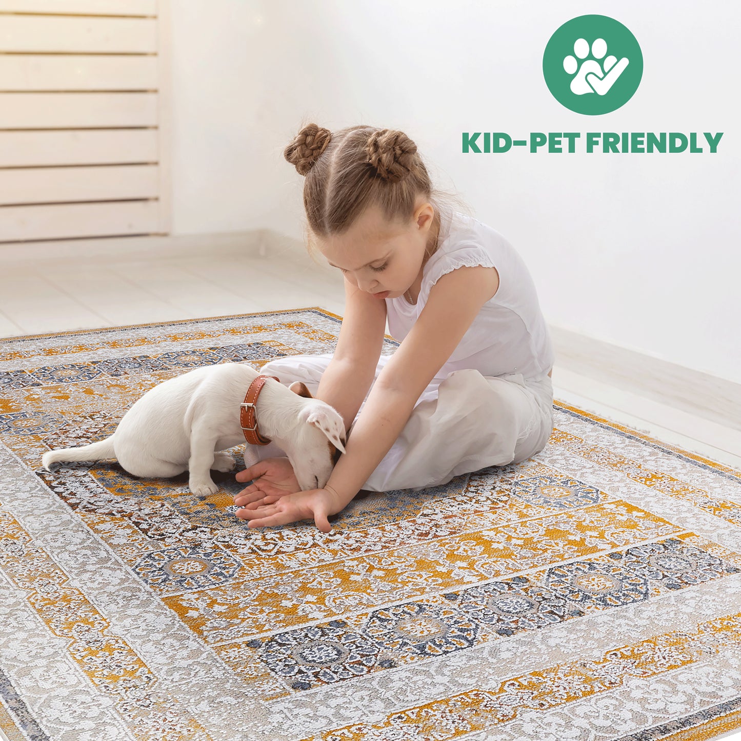 PAYAS  5X7 Cream Ivory  Medallion Area Rug