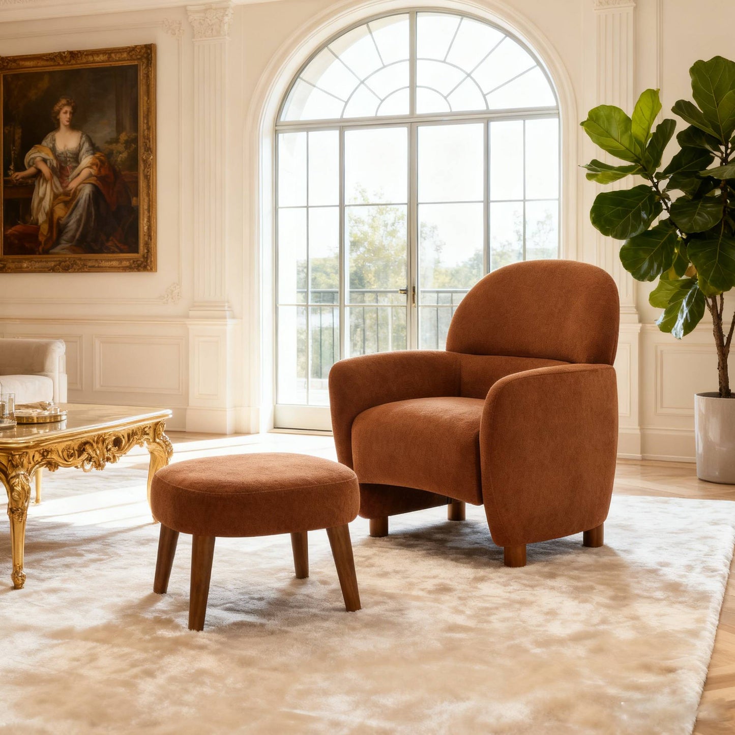 Modern Lazy Chair With Footrest Ottoman - Upholstered Leisure Sofa Chair, Reading Corner Chair For Small Space