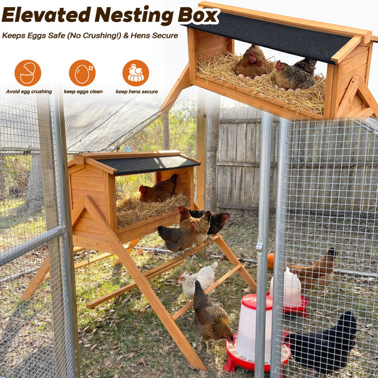 Chicken Nesting Box With Asphalt Roofing, Chicken Perch For Coop, Nesting Boxes With Chicken Swing, Chicken Coop Accessories For Hens Or Chickens