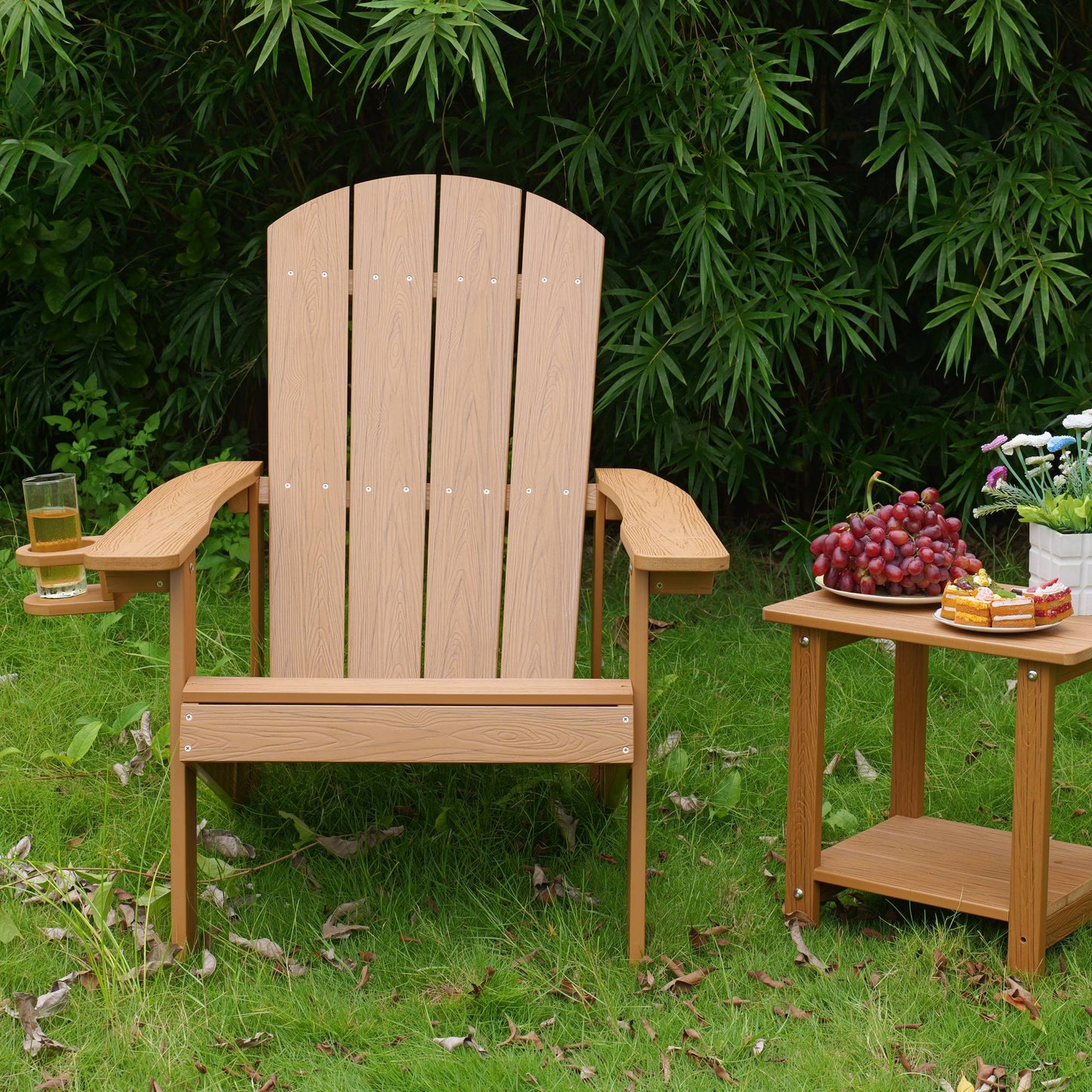 Outdoor Lounge Chair With Cup Holder For Patio Relaxation & Garden Leisure Gatherings,HIPS Material